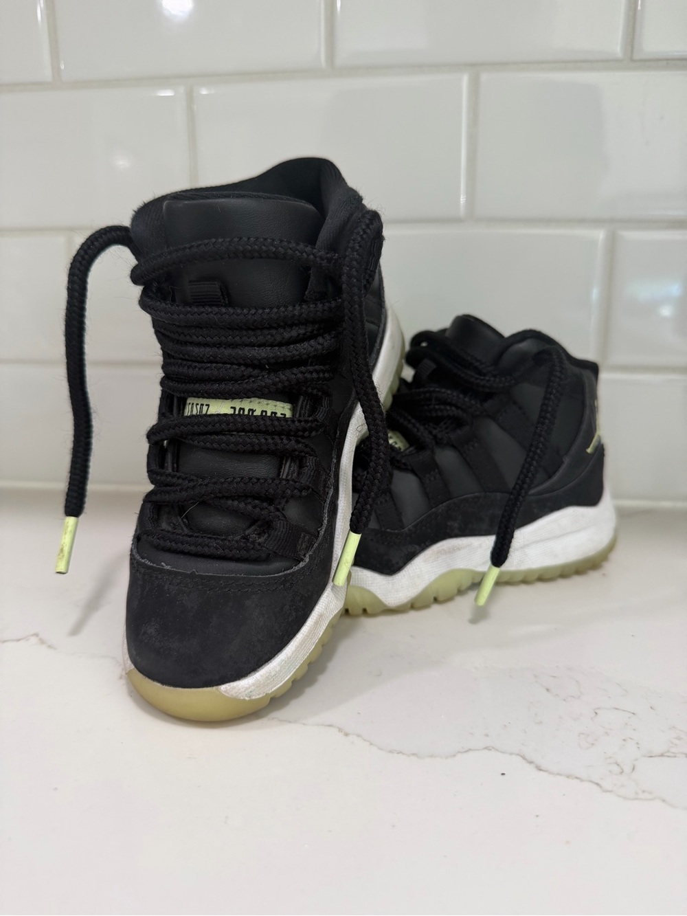 Jordan Kids' Black Sneakers with Neon Green Accents